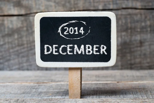Dezember 2014 auf kleiner, hölzerner Tafel — Stockfoto