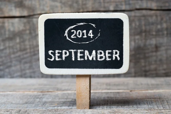 September 2014 on Small wooden framed blackboard — Stock Photo, Image