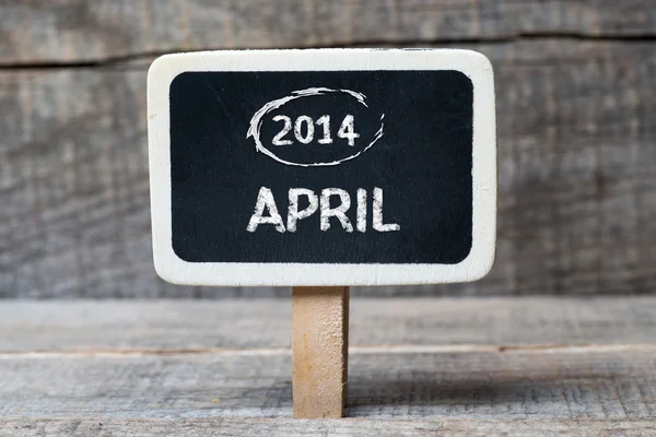 April 2014 kleine holzgerahmte Tafel — Stockfoto