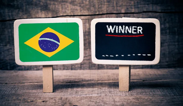 Vítěz Brazílie vlajka — Stock fotografie