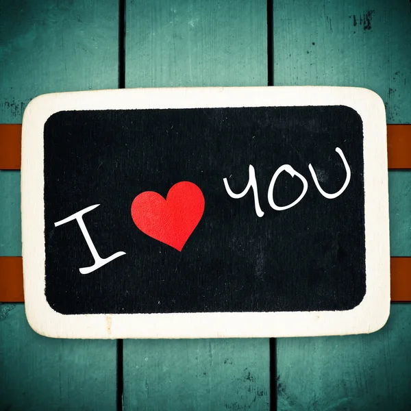 Μαυροπίνακας με ι αγάπη καρδιά σας μήνυμα — Φωτογραφία Αρχείου