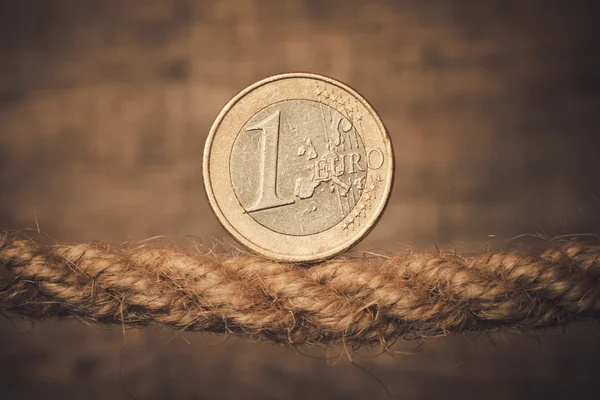 Euro entangled in a rope — Stock Photo, Image