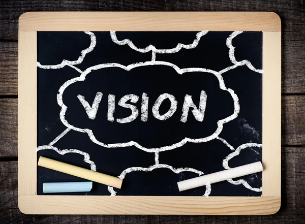 Vision handwritten with white chalk on a blackboard — Stock Photo, Image