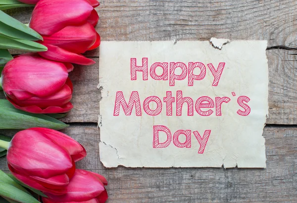 Tulipán és Boldog anyák napja — Stock Fotó