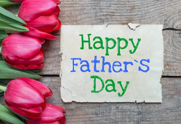 Tulips and Happy father day — Stock Photo, Image