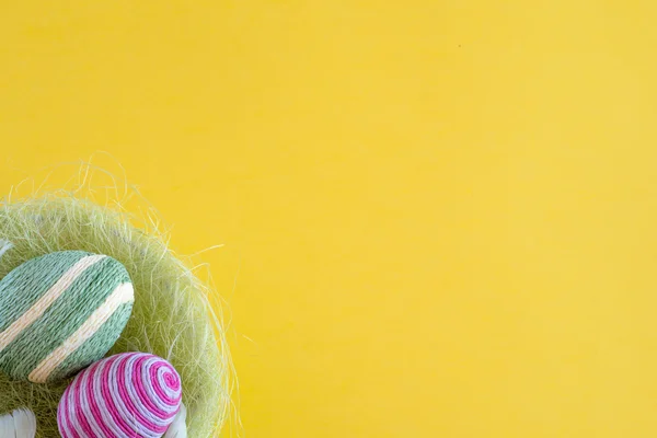 Easter eggs inside basket — Stock Photo, Image