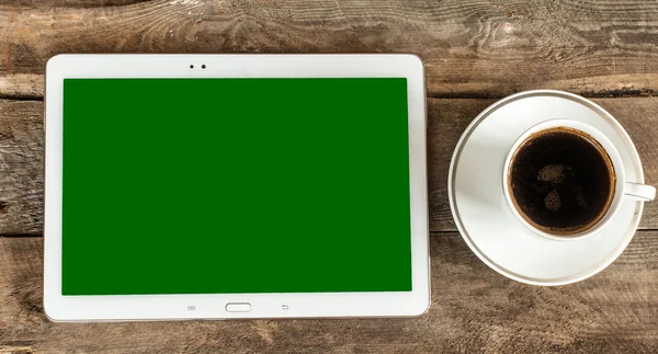 Dispositivo touch screen e tazza di caffè — Foto Stock