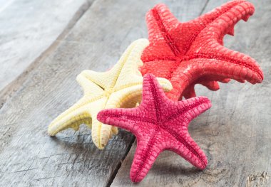 kabuklu deniz ürünleri ile dekore edilmiş ahşap masa