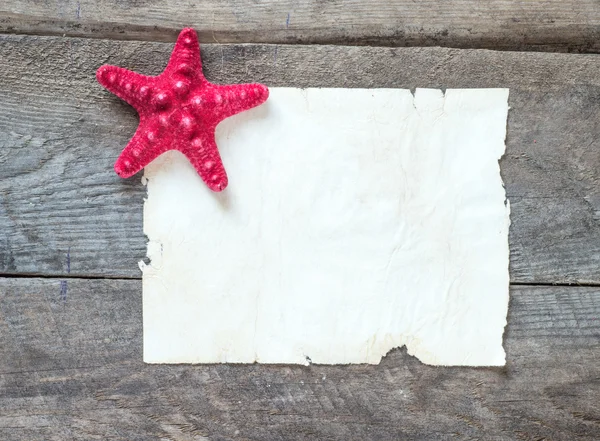 Deniz yıldızı ve kağıt levha — Stok fotoğraf