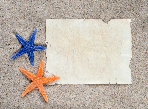 Sea star och ett vitt kort — Stockfoto