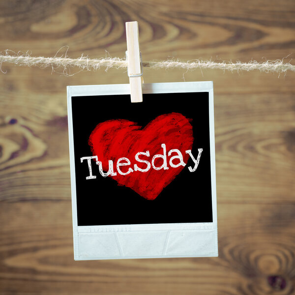 Love Tuesday on red heart