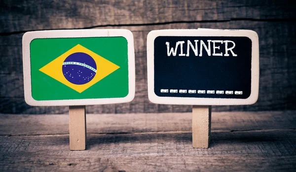Brazylia flaga piłki nożnej 2014 zwycięzca — Zdjęcie stockowe
