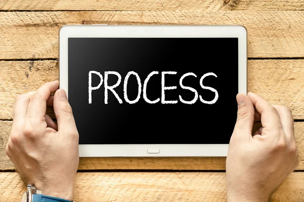 Tablet pc with text "Process" — Stock Photo, Image