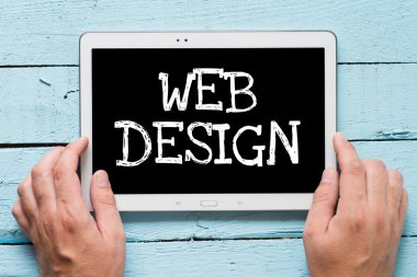 tablet pc metin web tasarımı ile el ele tutuşur