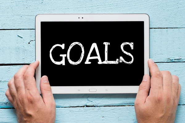 Tablet pc with text "Goals" — Stock Photo, Image