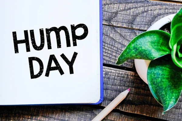 Palabras Hump Day Escritas Cuaderno Concpección —  Fotos de Stock