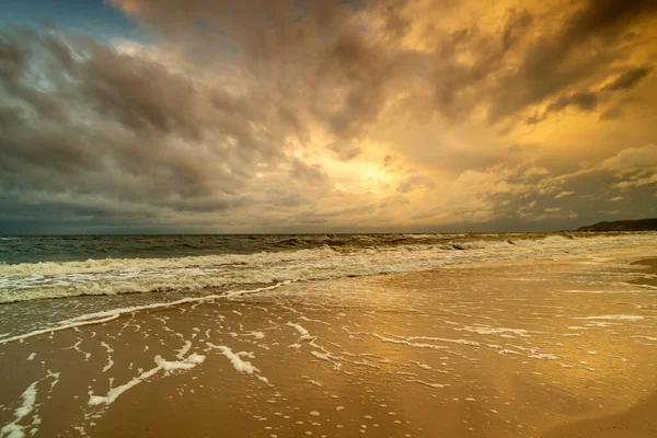 Natural landscape from the sea on a cloudy windy day.