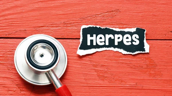 Palabra Herpes Pequeño Trozo Papel Negro — Foto de Stock