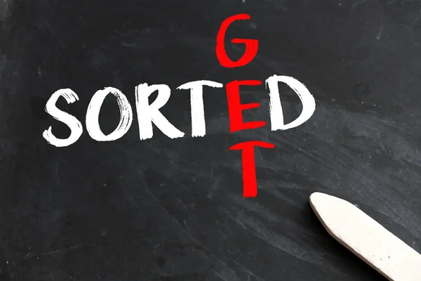 Get Sorted Concept Words Written Chalkboard — Stock Photo, Image