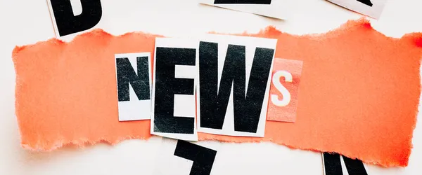 News Word Arranged Cut Letters Press — Stock Photo, Image