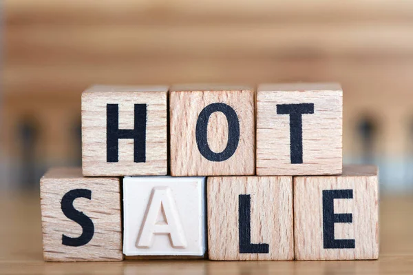 Hot Sale Words Arranged Wooden Letters — Stock Photo, Image