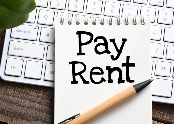 Pay Rent Слова Написані Офісному Записнику — стокове фото