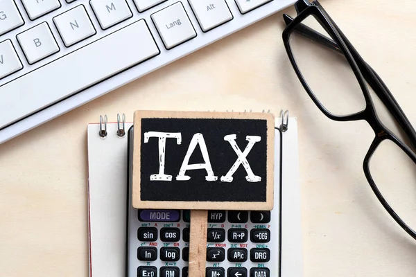 Tax Word Black Small Chalk Board — Stock Photo, Image