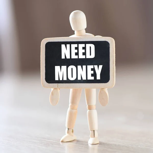 Need Money Words Small Chalkboard Business — стоковое фото