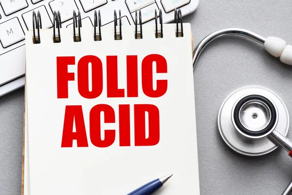 Folic Acid Wörter Notizbuch Geschrieben — Stockfoto
