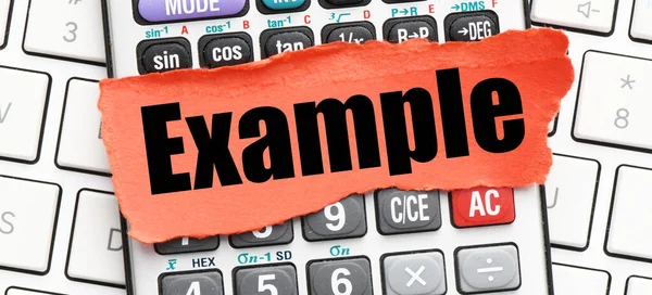 Example Word Red Piece Paper Placed Office Calculator — Stock Photo, Image
