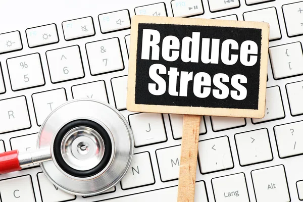 Küçük Bir Tahtada Reduce Stress Sözcükleri — Stok fotoğraf