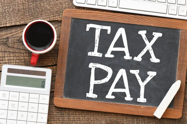 Tax Pay Words Chalk Board Concept Business — Stock Photo, Image