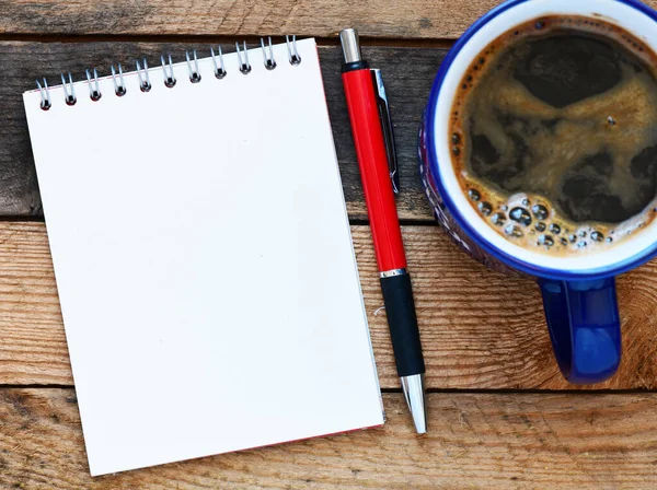 Blank Notepad Office Wooden Table — Stock Photo, Image