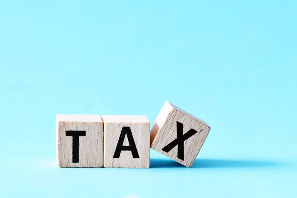 Tax Word Written Wooden Cubes Standing Row — Stock Photo, Image