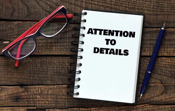 Attention Details Words Written Office Notebook Concept Business — Stock Photo, Image