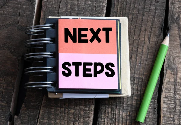 Next Steps Words Office Notebook — Stock Photo, Image