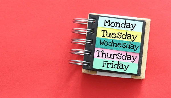 Days Week Monday Tuesday Wednesday Thursday Friday Saved Notebook Colored — стоковое фото