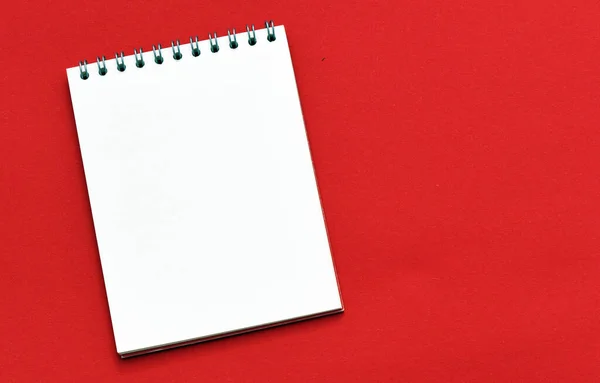 Blank Notepad Office Red Table — Stok fotoğraf