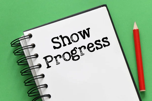 Show Progress Words Office Notebook —  Fotos de Stock