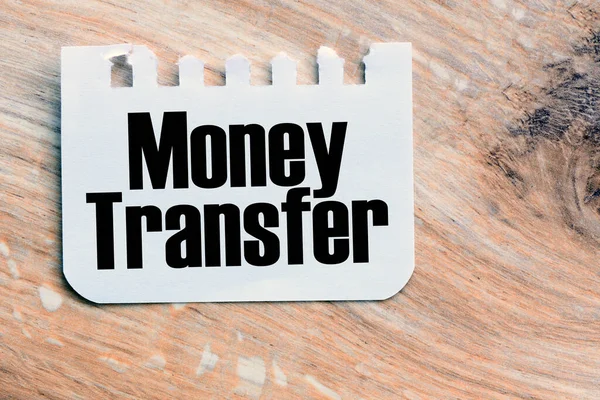 Money Transfer Words Small Paper — стоковое фото