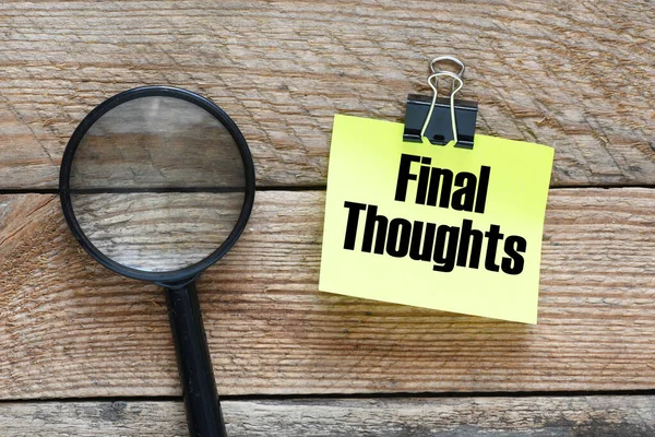 Final Thoughts Small Sheet Paper Wooden Background — Stock Photo, Image