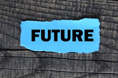 FUTURE word on a small blue piece of paper.