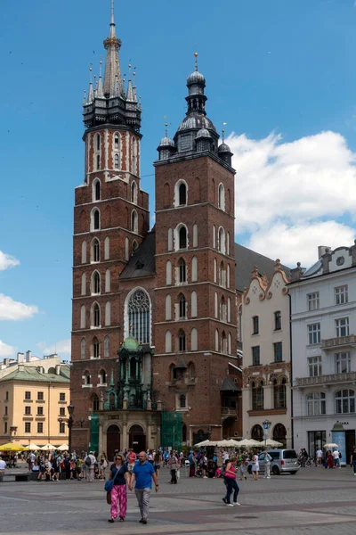 Cracovia Polonia 2022 Basilica Santa Maria Piazza Del Mercato Cracovia — Foto Stock
