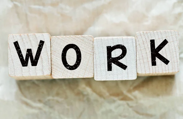 Słowo Work Ułożone Drewnianych Klocków Pojęcie Przedsiębiorstwa — Zdjęcie stockowe
