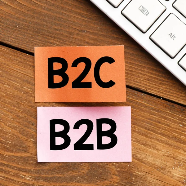 Affärsplan Och Marknadsföring Med B2C B2B Text Papper — Stockfoto