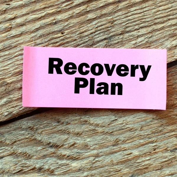 Recovery Plan Text Pink Sheet Paper Thread Table — Fotografia de Stock