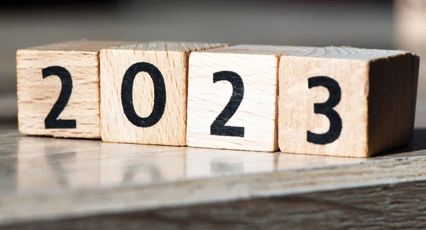 2023 Year Text Made Wooden Blocks — Stock Photo, Image
