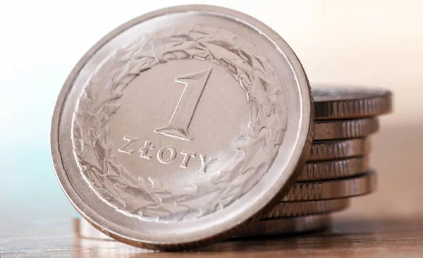 Monedas Zloty Polacas Moneda Zloty Moneda Polonia — Foto de Stock