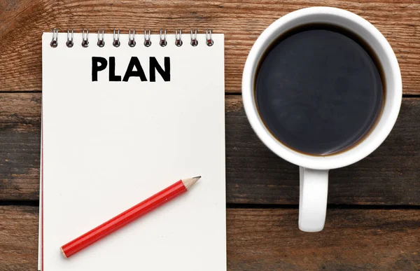 Plan Woorden Geschreven Een Notitieboekje Concept Het Bedrijfsleven Plannen Voor — Stockfoto