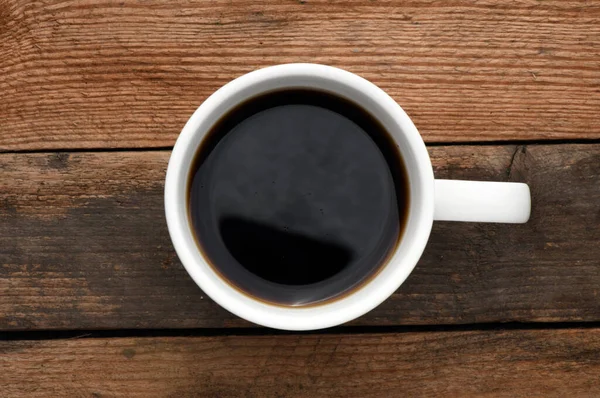 Taza Blanca Con Café Una Mesa Madera —  Fotos de Stock